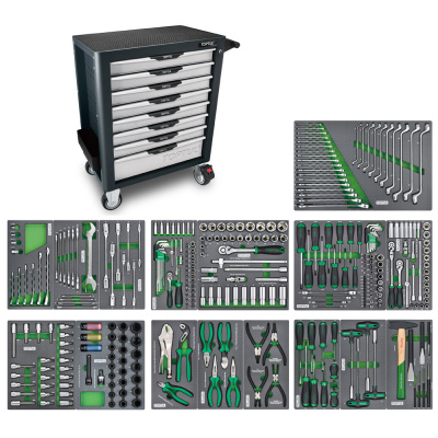 Тележка инструментальная 8 ящиков с набором инструментов 322 предмета TOPTUL GE-32203 Тележка инструментальная 8 ящиков с набором инструментов 322 предмета TOPTUL GE-32203