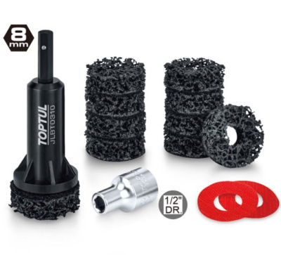 Набор насадок для чистки вокруг колесных шпилек и ступиц 14 предметов TOPTUL JGAS1401 Набор насадок для чистки вокруг колесных шпилек и ступиц 14 предметов TOPTUL JGAS1401