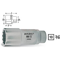 Головка торцевая длинная 12-гранная 3/8" 17 мм HAZET 880TZ-17