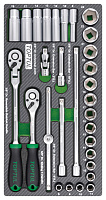 Набор головок и аксессуаров 3/8", 30 пр. в мягком ложементе TOPTUL  GEA3005
